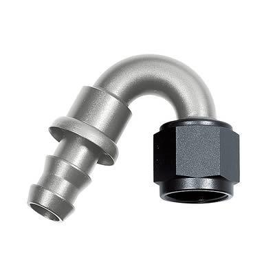 Mr. gasket push-on hose fitting -8 an socketless barb female 150 degree p1508