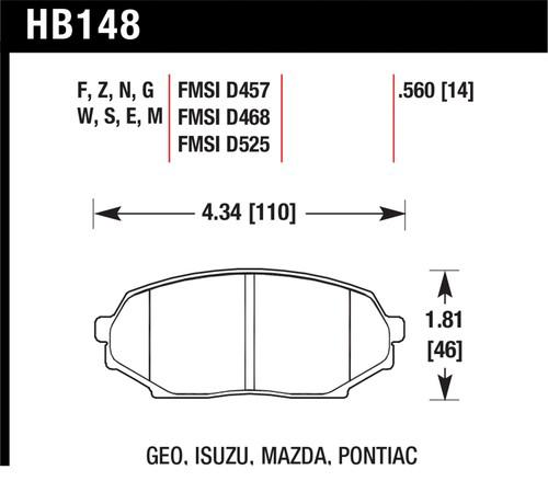 Hawk performance hb148n.560 disc brake pad 90-93 impulse miata storm