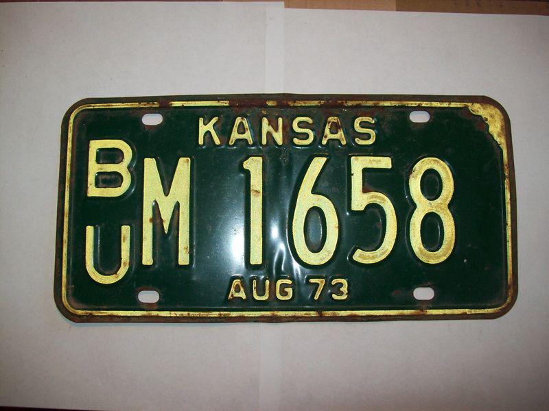 1973 kansas license plate tag butler bu county # 1658