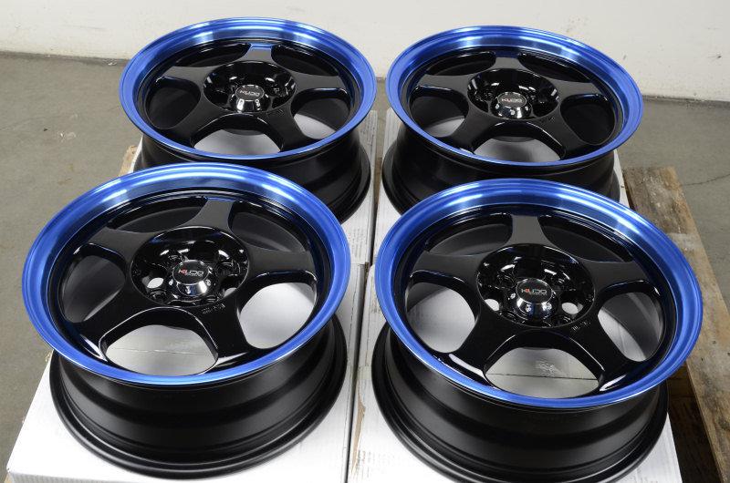 15 4x100 blue 4 lug wheels del sol mr2 civic scion xb xa cabrio cooper crx rims