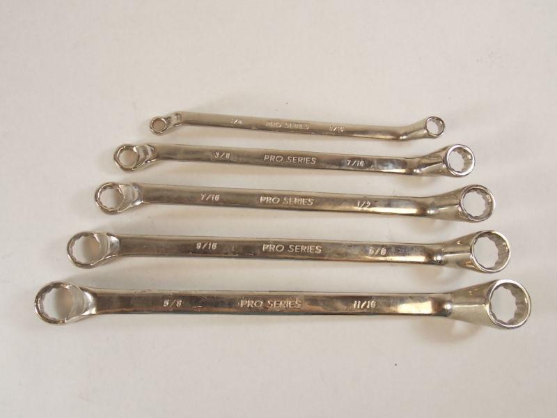 Lot of 5 pro series 12pt sae deep offset double box end wrenches