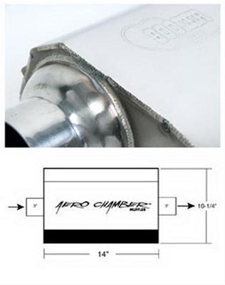 Hooker 21506hkr muffler aero chamber 3" inlet/3" outlet steel aluminized each