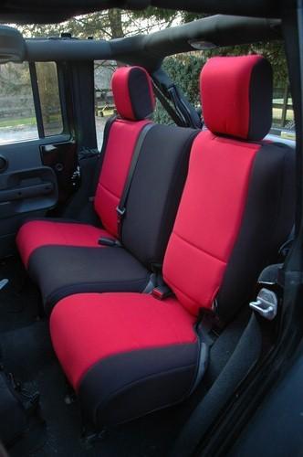 Rugged ridge 13264.53 black/red custom neoprene rear seat cover jeep wrangler jk