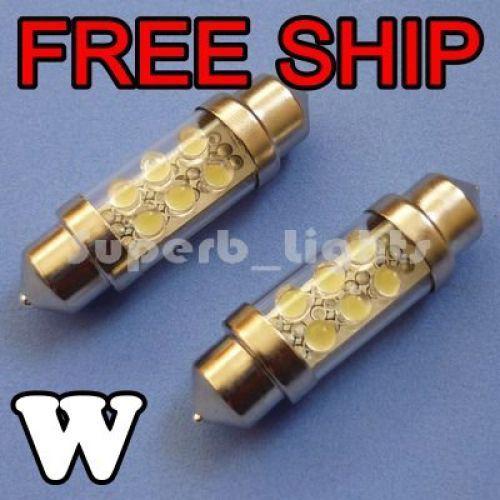 2x white 36mm 6-led festoon dome bulb light 6423 6461