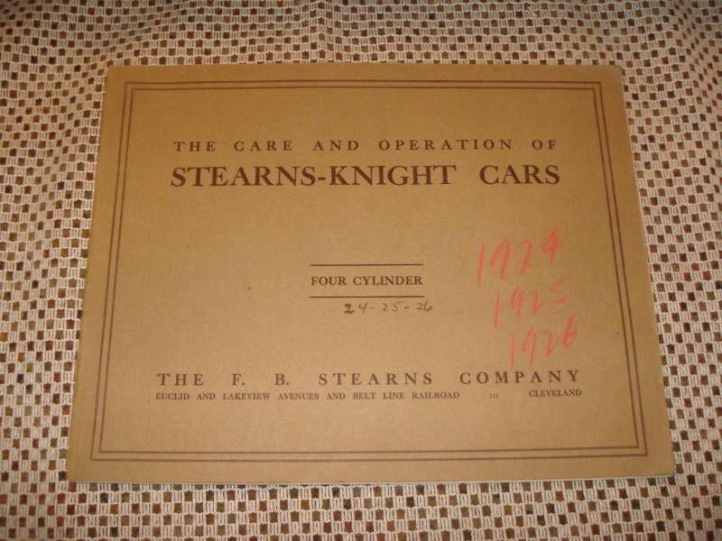 1924 1925 26 stearns knight owners manual rare original