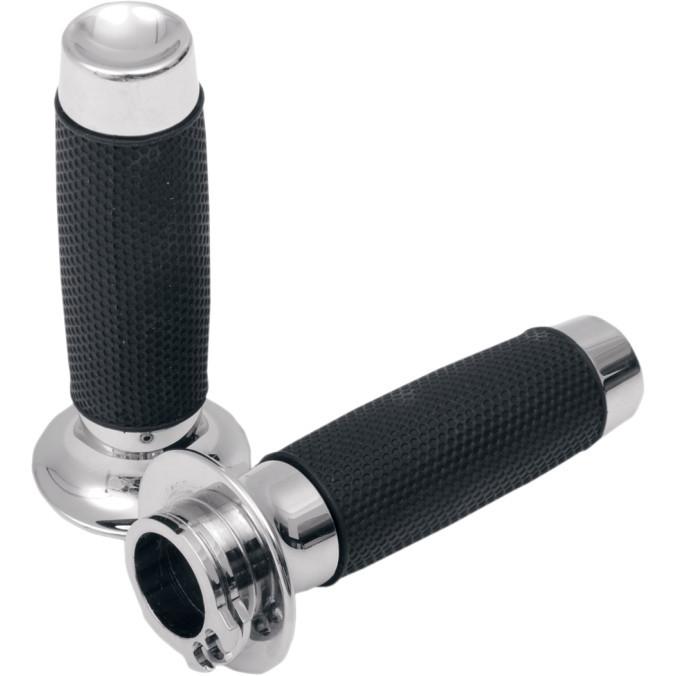 Todd's cycle mgr-1 moto grip chrome with rubber 1" dual cable