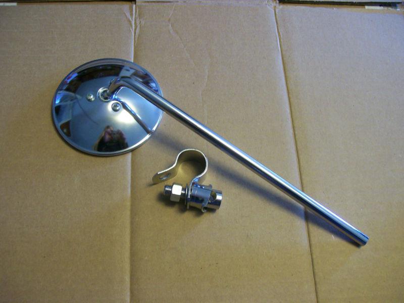 Harley knucklehead panhead mirror with 1" handlebar mounting clamp