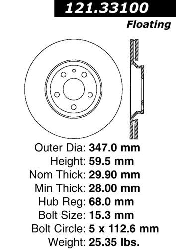 Centric 121.33100 front brake rotor/disc-c-tek standard rotor