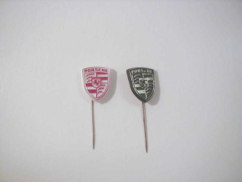 Porsche crest logo stick pins one white one black