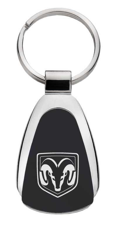 Dodge ram black tear drop metal key chain ring tag key fob logo lanyard