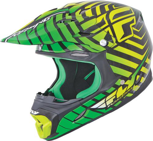 Fly racing three 4 graphics motorcycle helmet green/lime medium