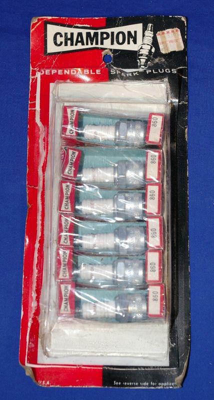 6 vtg champion 860 spark plugs; ford mustang, mercury cougar, 1965-1970 new!