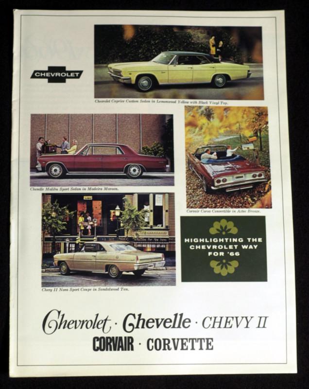 1966 impala chevelle nova corvette brochure!! nos chevy 66