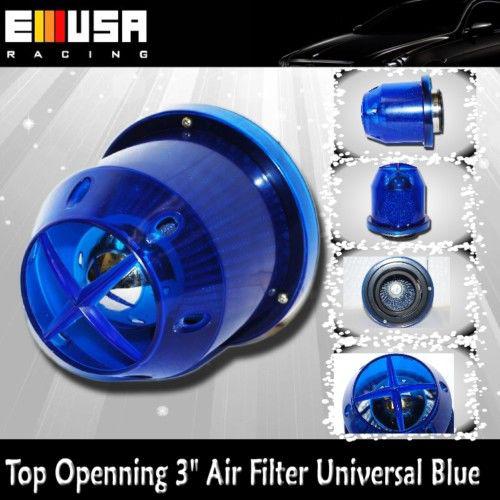 Top opening 3" air filter universal blue honda civic mazda miata toyota mr2 echo