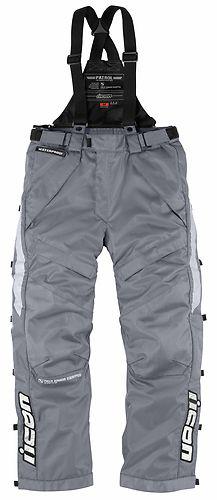 New icon patrol raiden adult waterproof pants, gray, large/lg