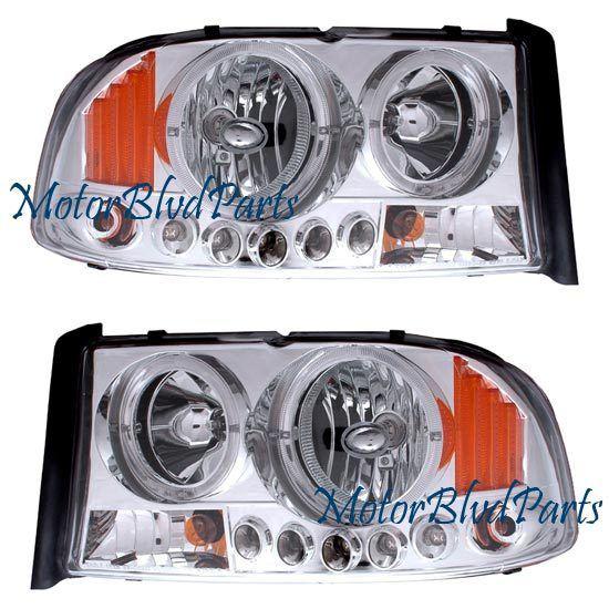 97-04 dakota/98-03 durango crystal headlights w/halo chrome driver+passenger set