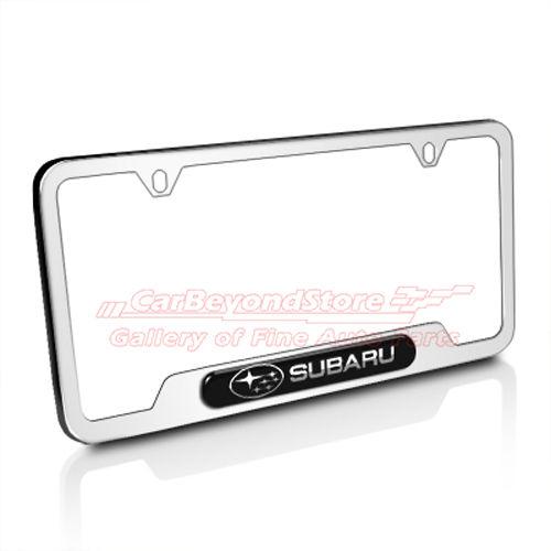 Subaru polished stainless steel license plate frame, official + free gift