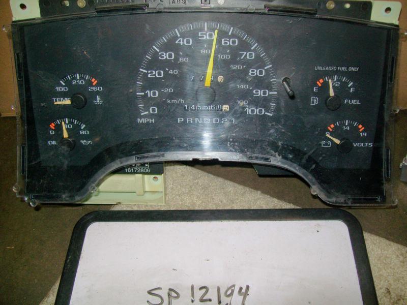 95 s10 blazer speedometer instrument cluster w/o tach 