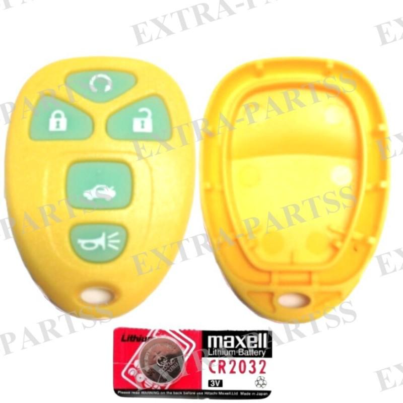 New yellow glow replacement gm keyless remote key fob shell case pad + battery