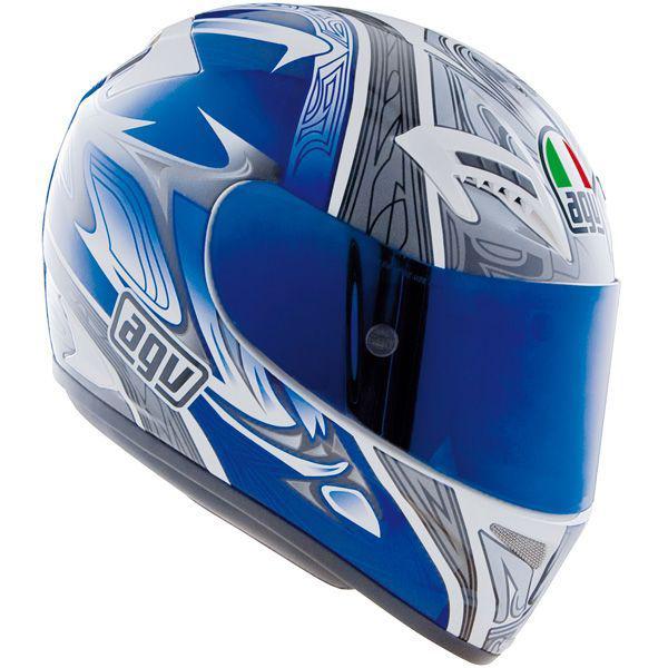 Agv t-2 white blue full face street helmet new xs x-small