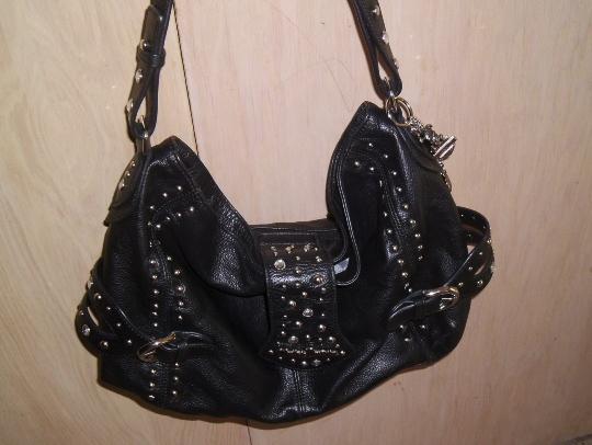 Harley-davidson leather purse 9 1/2"x16", chrome and crystal studs handbag