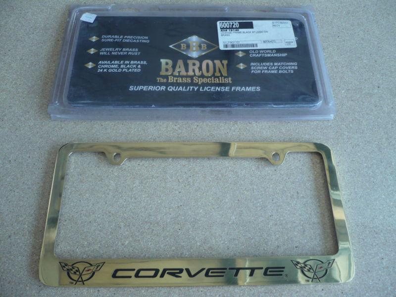 Brass license plate frame, with 97 corvette logo