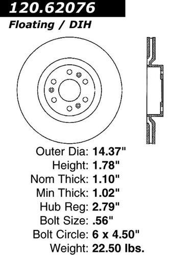 Centric 121.62076 rear brake rotor/disc-c-tek standard rotor