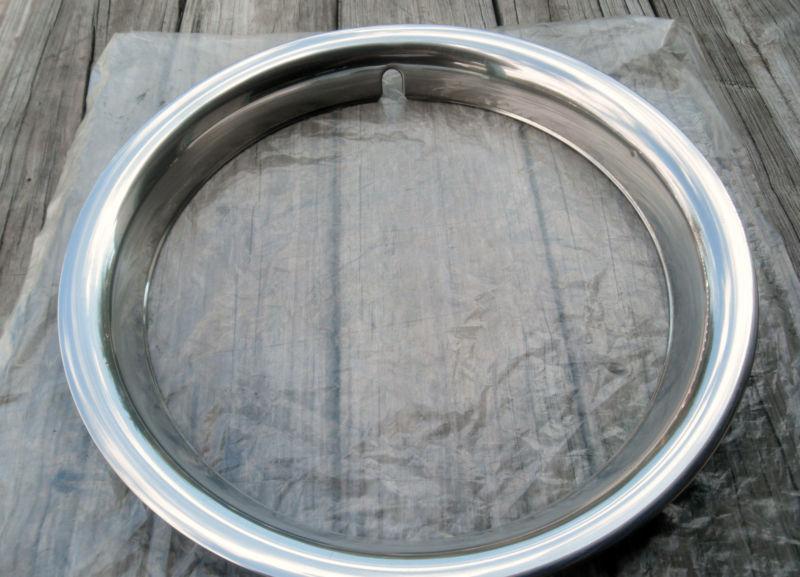 Vintage 15 inch stainless steel trim ring rally wheel