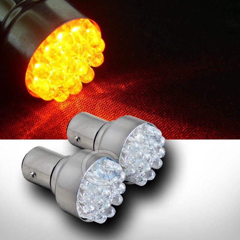 2pc amber/orange 1156 ba15s 19x led front turn signal light bulbs pair 1141 1159