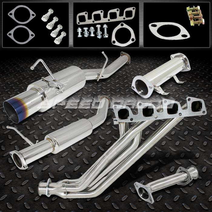 4" burnt tip catback+header+piping full exhaust system 89-94 240sx s13 dohc ka24