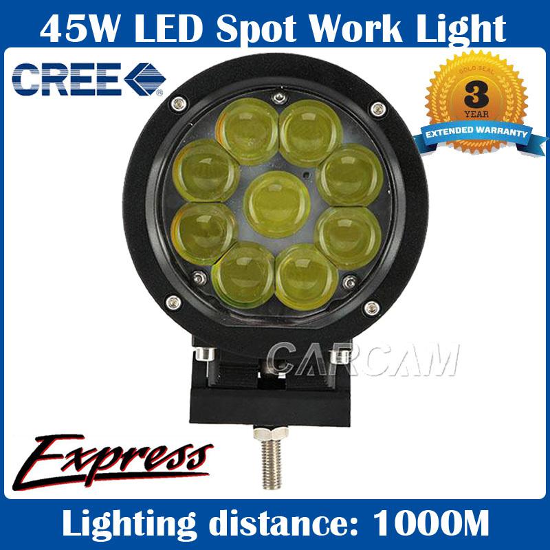 45w cree led work lights 10 degree spot beam offroad car jeep suv boat 9-60v