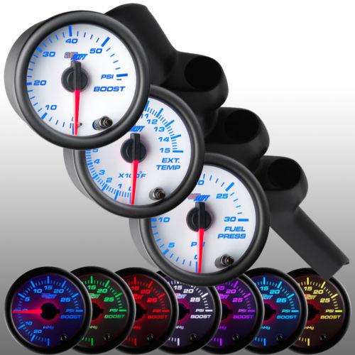 98-02 dodge ram cummins gauge pod + white 7 60psi boost, egt & 30 fuel psi