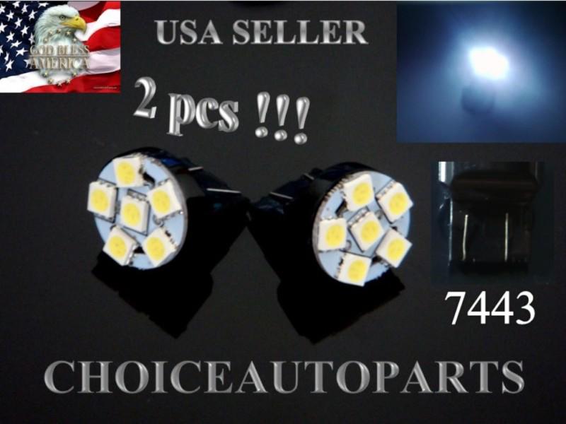 2 pcs 7443 t20 6smd 5050 white car turn signal, backup, stop & tail lights bulbs