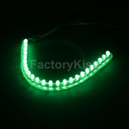 New 24cm green 24-led flexible grill strip light for  auto truck motorcycle #022