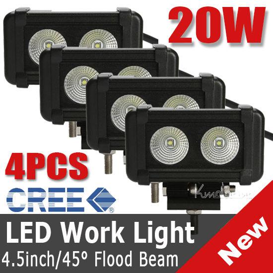 4pcs 5 inch 20w cree led work light bar 2000lm spot offroad lamp camper 15w/18w