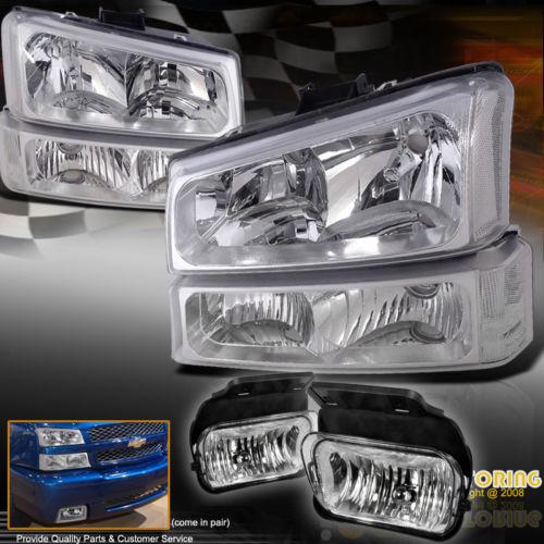 2003-2006 chevy silverado (6pc combo)  chrome headlight+fog light+bumper signal