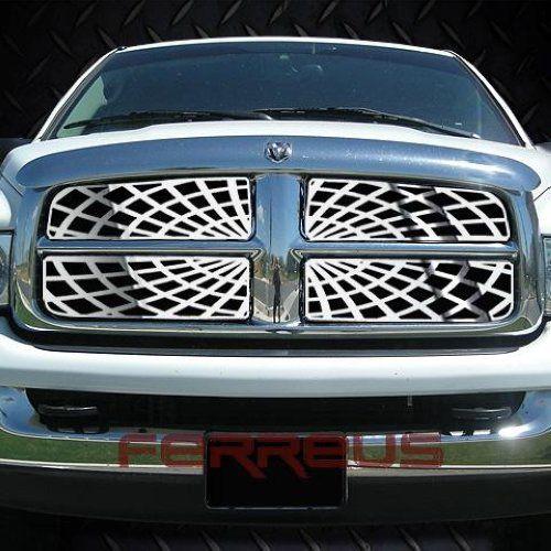 Dodge ram 03-05 bar-style spider web polished stainless grill insert trim cover