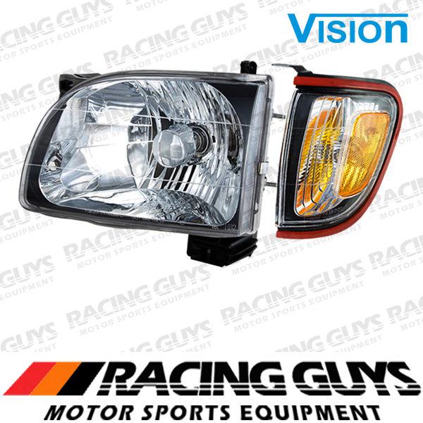 Driver lt head light clear lense corner signal+red bezel 01-04 toyota tacoma