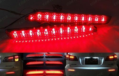 2 red lens led bumper reflector tail brake stop light toyota matrix venza sienna