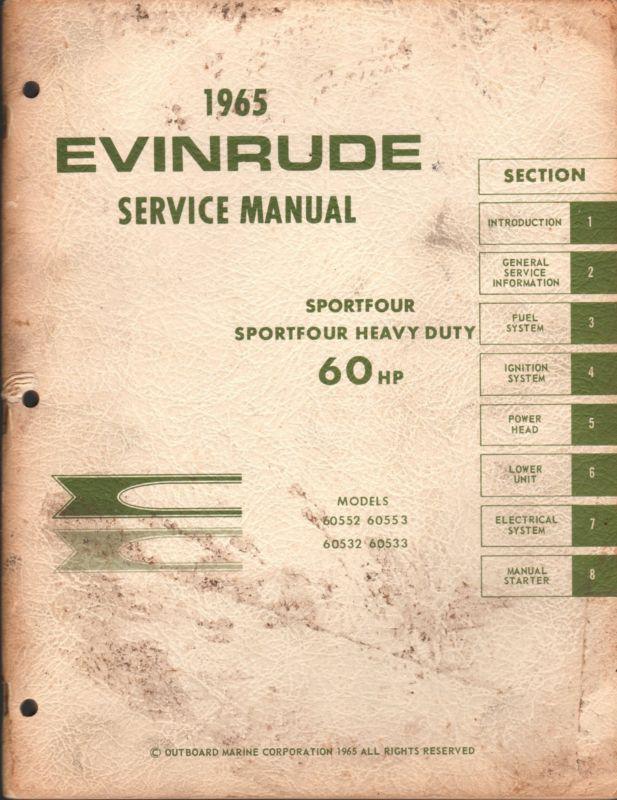 1965 evinrude outboard 60 hp sportfour service manual (928)