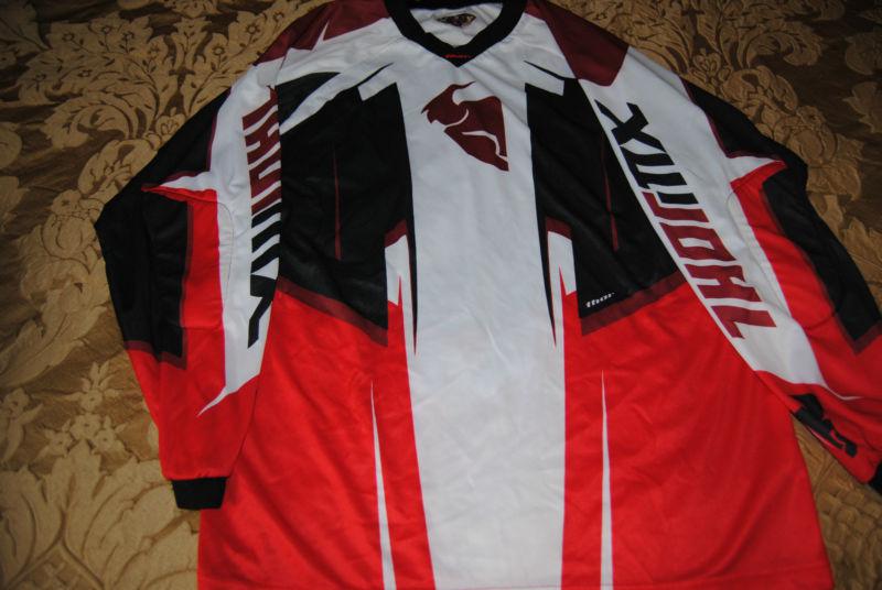 Mens thor motorcross long sleeve size large shirt red, black and white