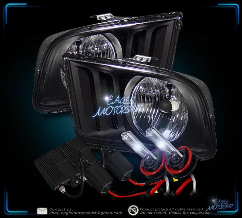 2005-2009 ford mustang blk crystal headlights/8000k bi-xenon slim hid