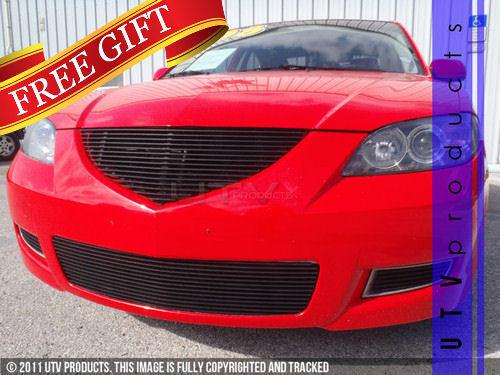 2007 - 2009 mazda3 sedan 4pc combo black billet grille kit mazda 3 07 08 09