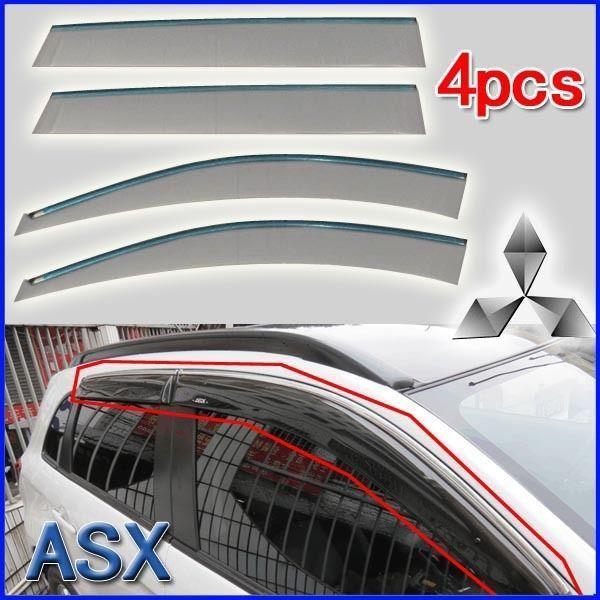 Window visor vent with chrome trim exterior for 2011- 2013 mitsubishi asx 4pcs a