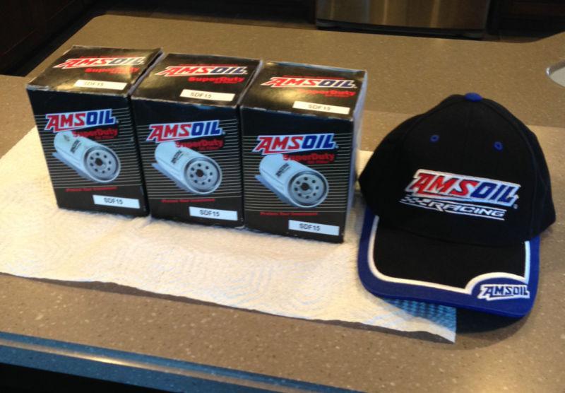 3 amsoil sdf-15 oil filters plus amsoil racing hat save!