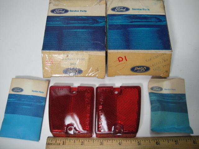 70/77 bronco 70/72 f100 ford pickup reflectors - red - less bezel - pair - nos