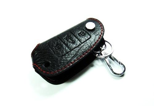 Leather remote smart key chain fob holder red stitch audi a4 s4 a6 s6 tt s d3 a8