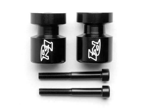 Black engraved swingarm spools sliders for yamaha "r1" r1 r6 fz1 fz6 vmax xv250