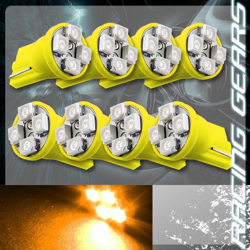 8x amber smd 4 led 12v t10 wedge interior instrument map panel gauge light bulbs