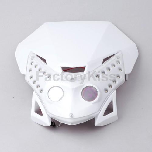 New white universal motorcycle motocross fairing headlight led light